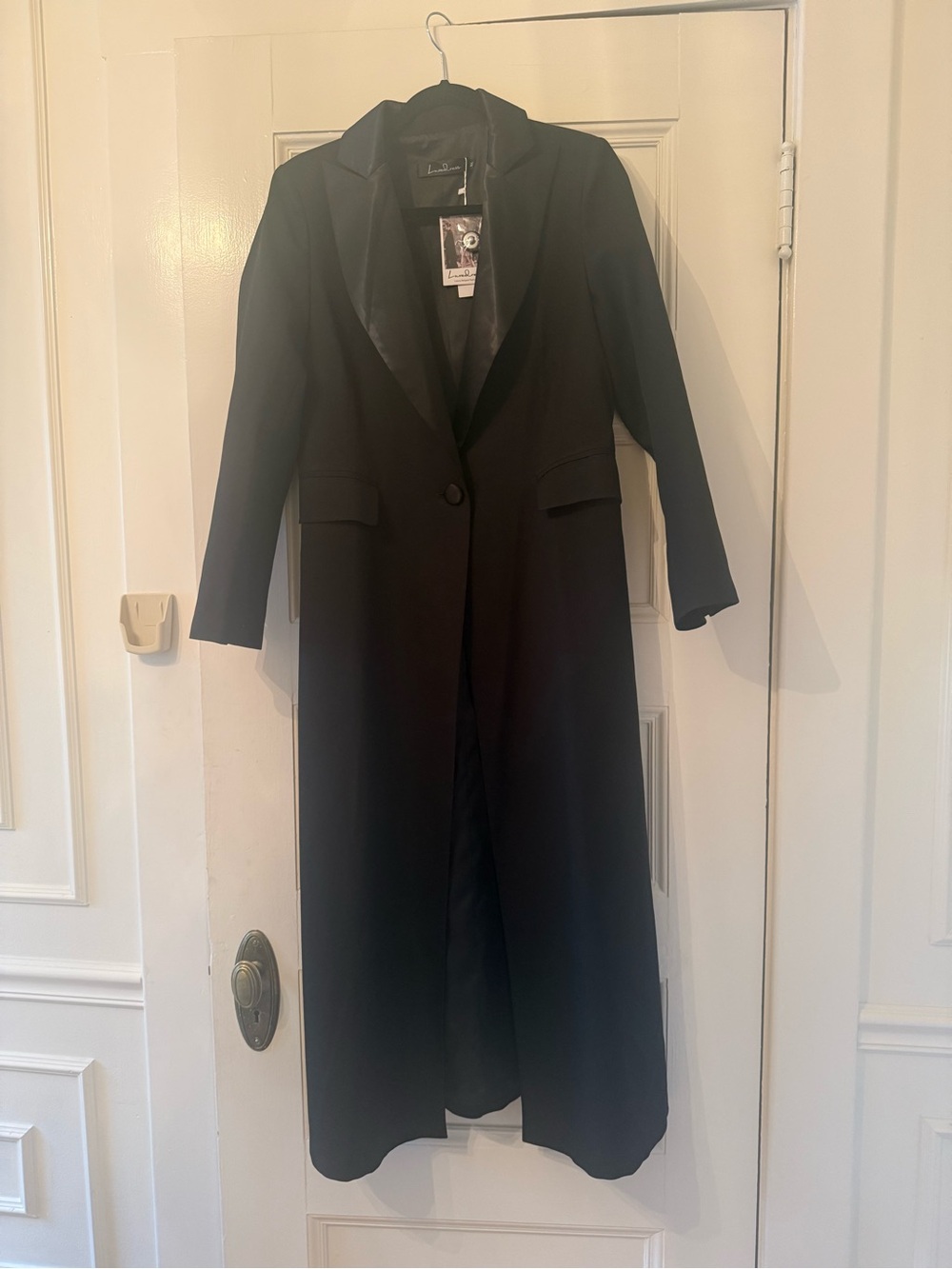 Tuxedo dress, or long coat with Satin Lapels - NWT size XL